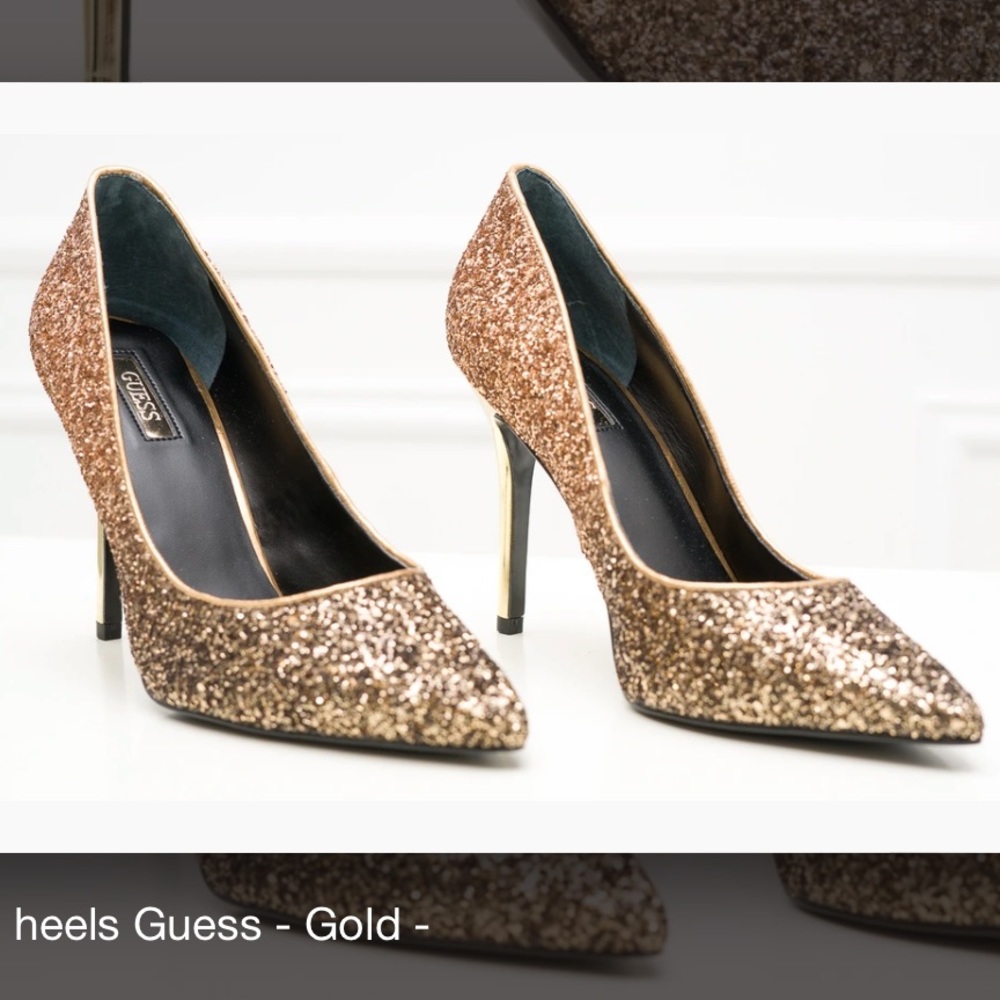 Guess Italian fashion paradise gold 👠 heels - Picture 6 of 8